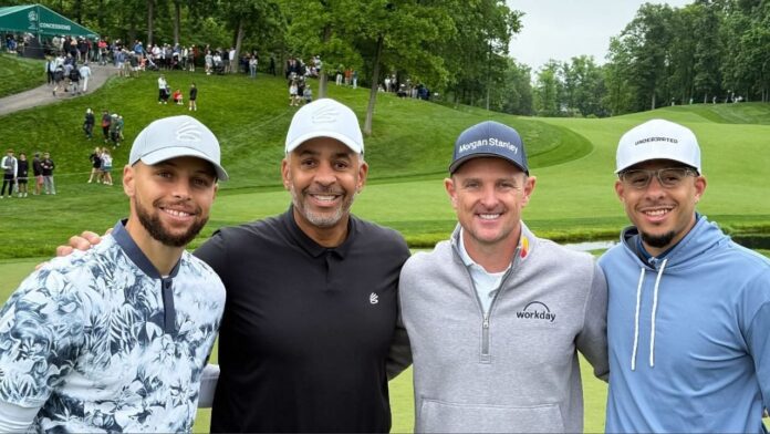 Steph Curry pairs up with brother Seth and meets U.S. Open champion in Memorial Tournament outing
