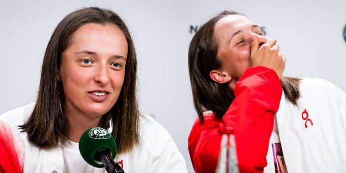 WATCH: Iga Swiatek fails miserably trying to keep a straight face as she ‘lies’ about Jelena Ostapenko vs Elena Rybakina for French Open opponent