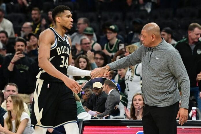 “Ok Giannis in Warriors” – Fans react as Bucks coach Doc Rivers and Warriors’ sign-and-trade candidate share warm embrace 