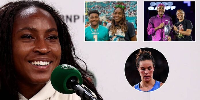 Coco Gauff’s mother Candi and brother Codey react as American defeats Lois Boisson to qualify for French Open final