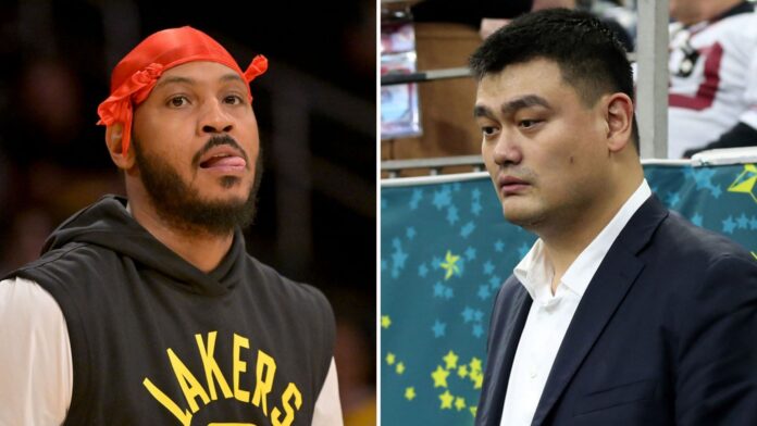 Rockets legend Yao Ming jokes with Carmelo Anthony about slimming down in retirement: “When we played, you were always overweight”