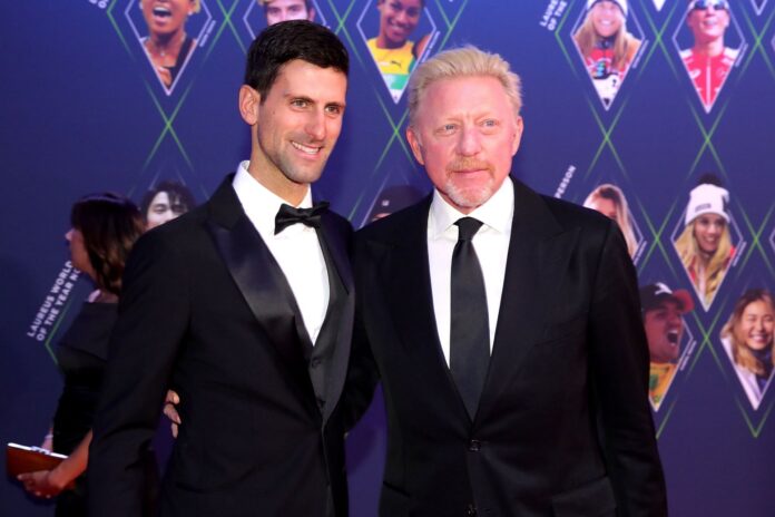 Novak Djokovic’s ex-coach Boris Becker reacts as Serb arrives at Wimbledon to redeem French Open loss