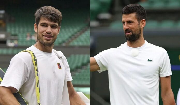 Carlos Alcaraz reacts to special Centre Court Practice match with Novak Djokovic at Wimbledon