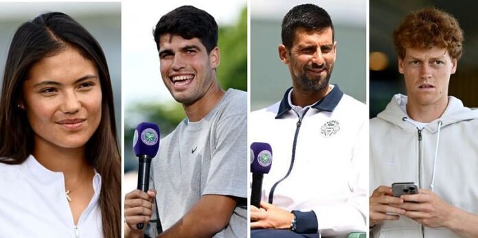 Emma Raducanu, Carlos Alcaraz, Novak Djokovic & Jannik Sinner deliver bold fashion statement with strawberry glasses taking over Wimbledon