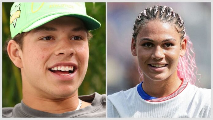 Ben Shelton’s soccer star girlfriend Trinity Rodman reacts to American’s elated celebration after Wimbledon 1R win