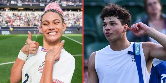 Ben Shelton’s soccer star girlfriend Trinity Rodman shows support as American takes a jab at Wimbledon match suspension controversy