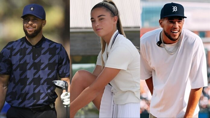“Help me out” – Steph Curry seeks help from Devin Booker after getting smoked in 1v1 golf by viral influencer Gabby