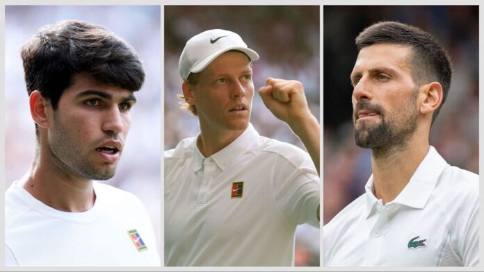How many points does each of Carlos Alcaraz, Jannik Sinner and Novak Djokovic have to defend until US Open 2025?