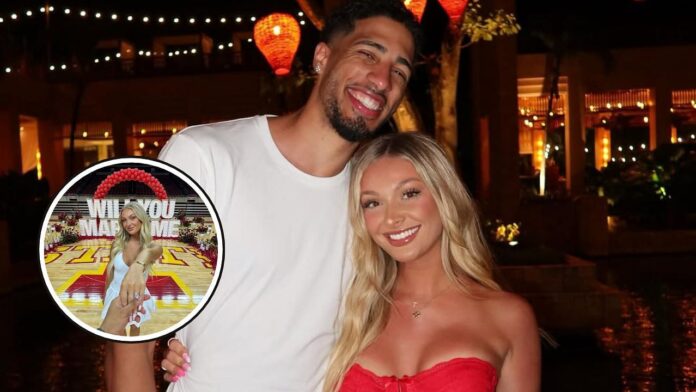 “Congrats you two” – Lexie Hull, Myles Turner & other stars erupt with joy over Tyrese Haliburton’s proposal shocker to GF Jade Jones