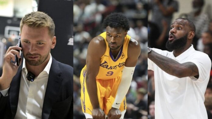 “You’re the last guy on the roster” – NBA analyst calls out Bronny James for vacationing with dad LeBron James while skipping Luka Doncic presser