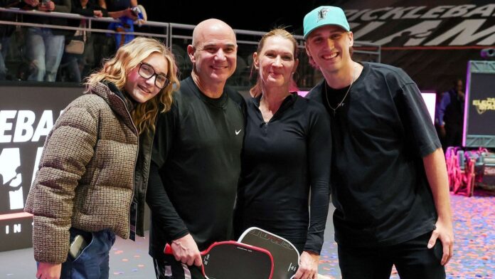 Andre Agassi and Steffi Graf’s son Jaden soaks up the sun with girlfriend Catherine as they enjoy outing with pet dog