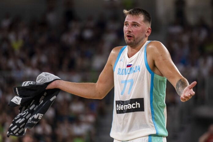 Luka Doncic’s fiancée Anamaria flaunts stunning all-blue courtside look as the Slovenian superstar gears up for EuroBasket glory