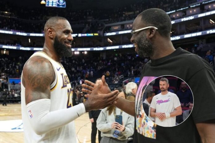 “With a few good men”: Draymond Green reacts to wholesome moment with LeBron James and Kevin Love in offseason 