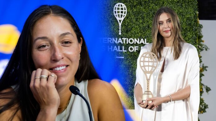 Jessica Pegula reacts to Maria Sharapova rewearing her ‘iconic’ Audrey Hepburn-inspired dress to receive HOF ring at US Open 19 years later