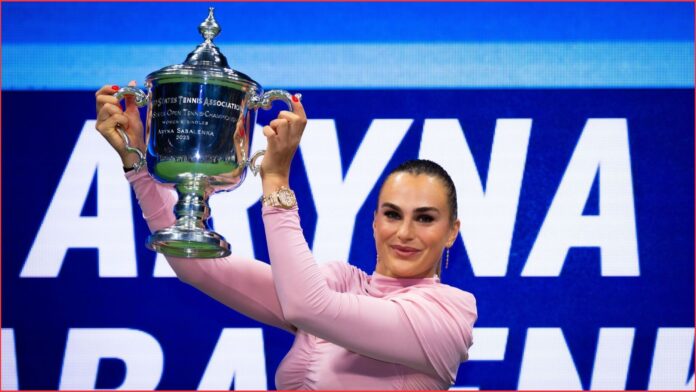 PICTURES: Aryna Sabalenka turns up the glamor in elegant pink dress as she poses with her US Open trophy in champions’ photoshoot