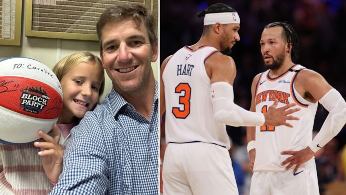 Eli Manning shows off Knicks stars’ memorabilia in heartfelt father-daughter selfie