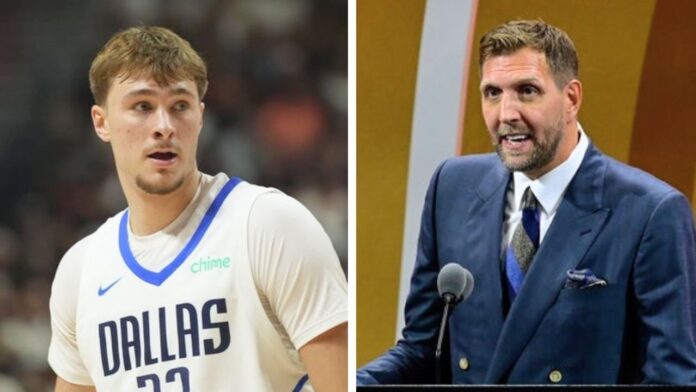 “Can’t wait for Mavs to trade him” – NBA fans react as Cooper Flagg’s first meeting with Dirk Nowitzki turns awkward